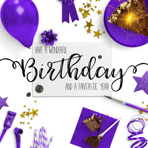 Party Time Purple Birthday Card